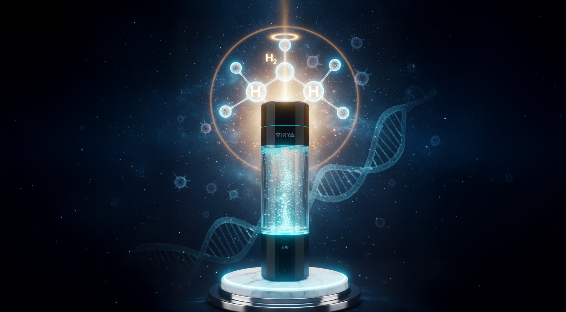 Dr. Tyler LeBaron explicando los beneficios del agua hidrogenada.